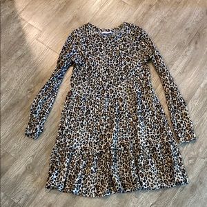 Zara long sleeve leopard cheetah dress mini S